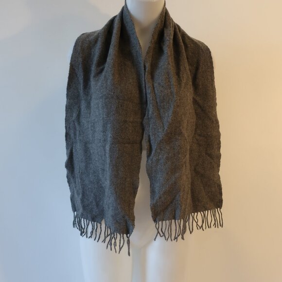 Mens Peterborough Bloomingdale's Men's Store Gray Fringed Scarf OS - Picture 2 of 7